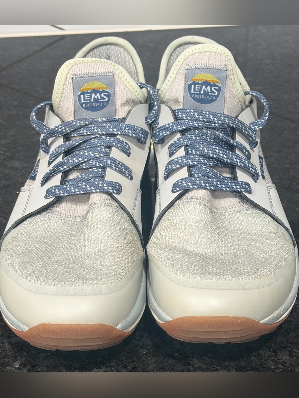 LEMS Mesa Women I Lunar Sz 10 B Knit Mesh Outdoor Sneakers Gray/Blue Boulder